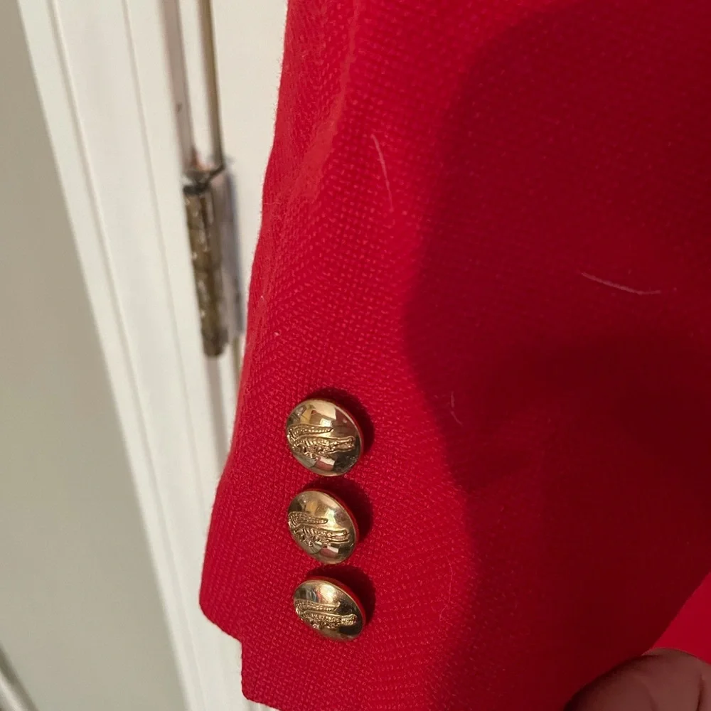 Lacoste vintage vibrant red twill  blazer.  No size or fabric content. Gorgeous. - Picture 5 of 14
